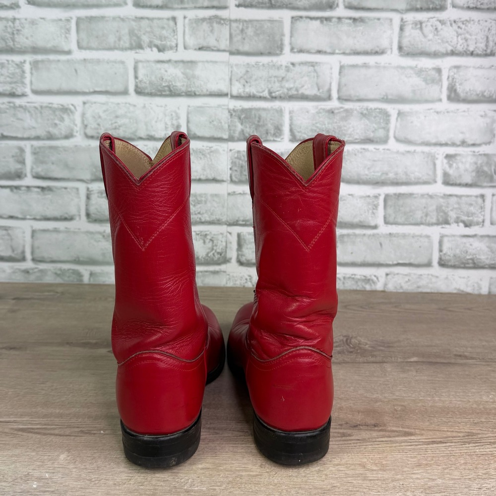Justin Red Leather Western Cowgirl Boots Size 8 B - Picture 4 of 7